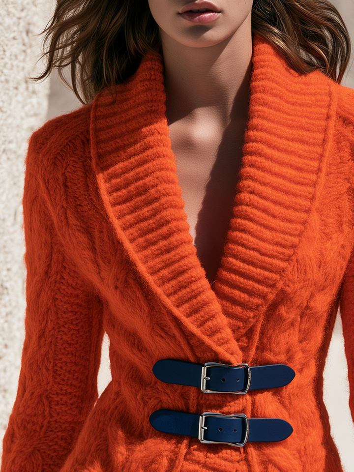 Varelle – Kragen-Kabelstrick-Cardigan