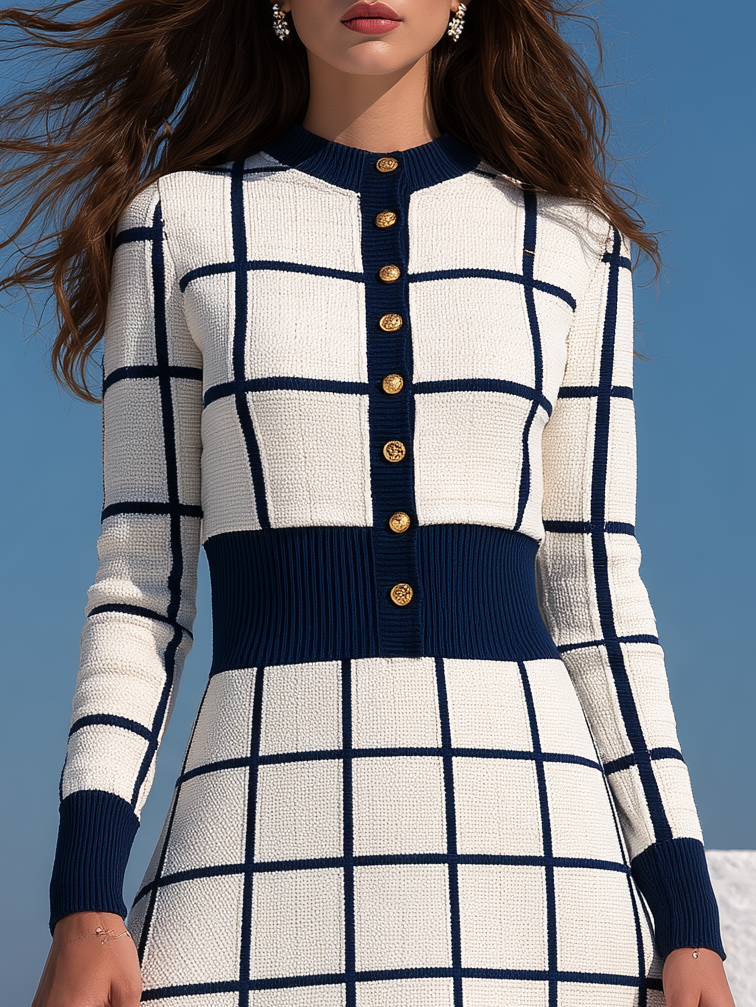 Brelise – Gestreiftes Strick-Midikleid