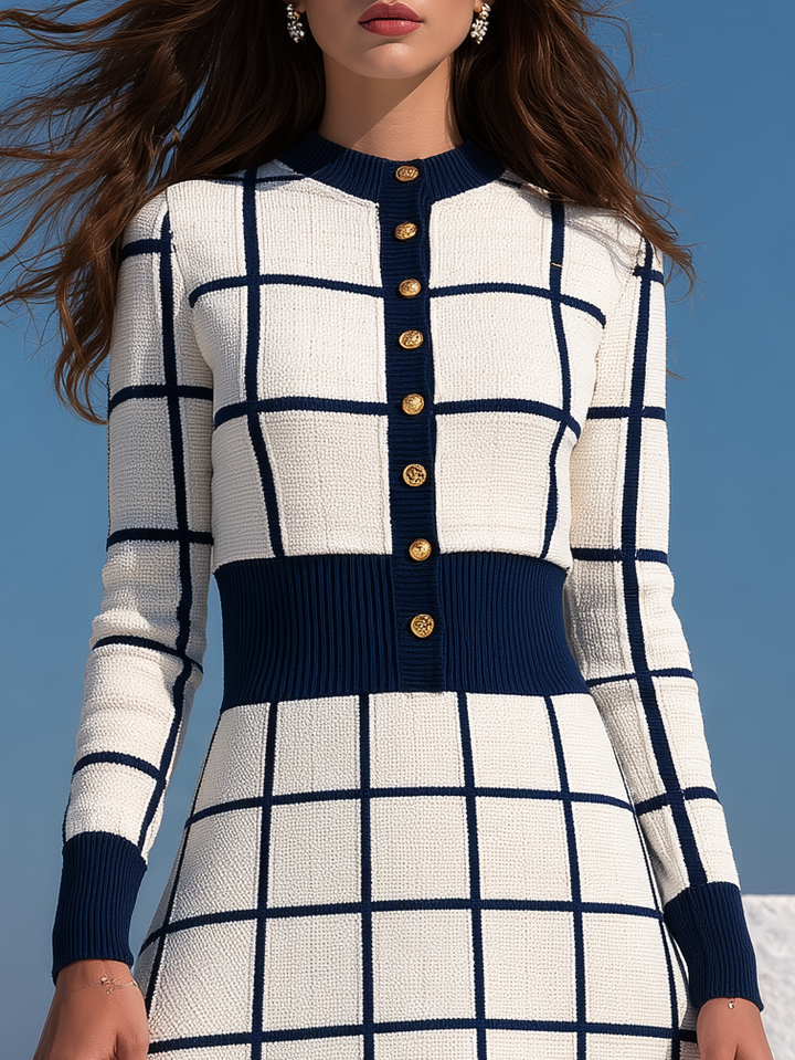 Brelise – Gestreiftes Strick-Midikleid