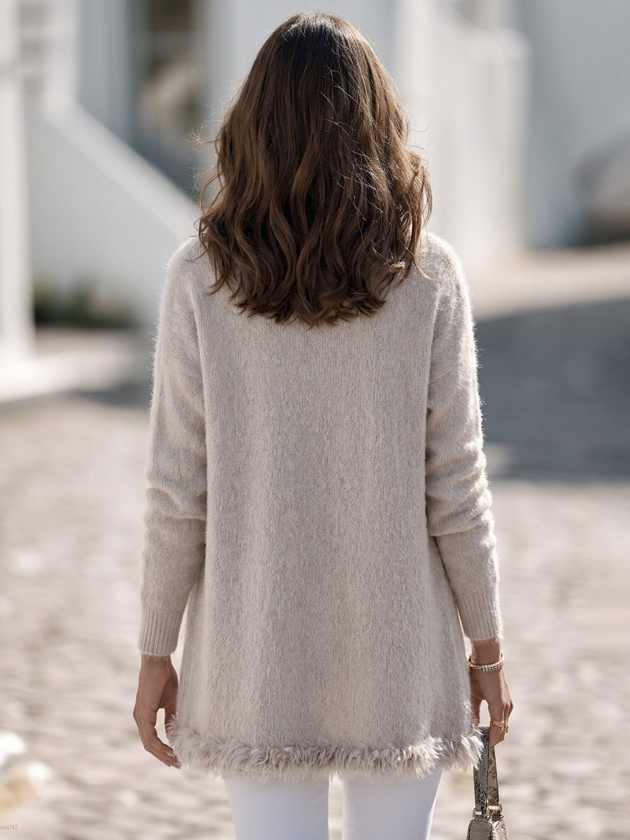 Brisah – Plüschbesatz-Strickjacke