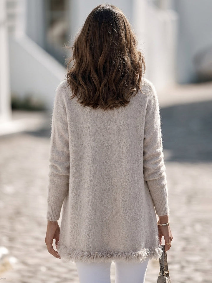 Brisah – Plüschbesatz-Strickjacke