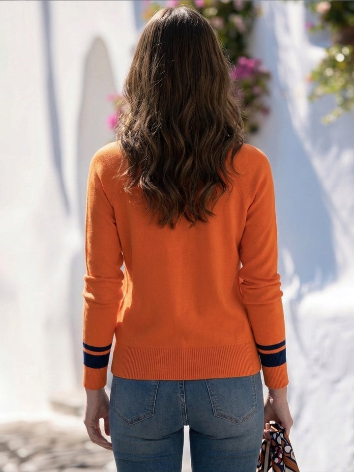 Zanise – Strickjacke mit kontrastfarbenem Polokragen