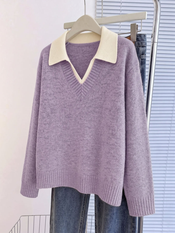 Cirelle – Pullover mit doppeltem Kontrastkragen