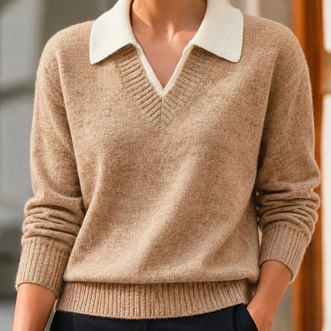 Cirelle – Pullover mit doppeltem Kontrastkragen