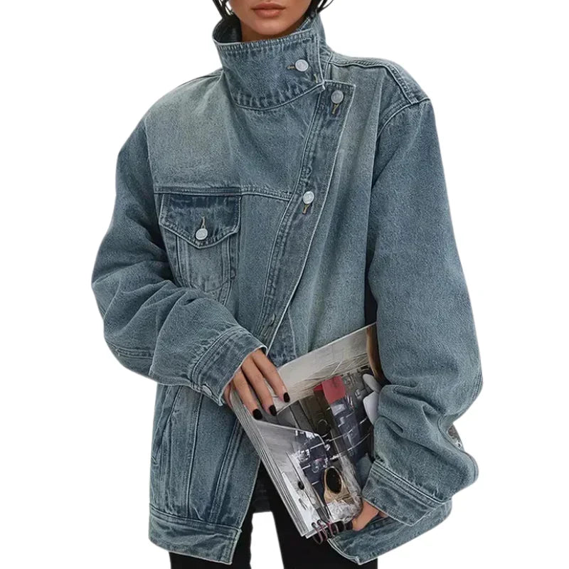 Tevara – Asymmetrische doppelreihige Webjacke