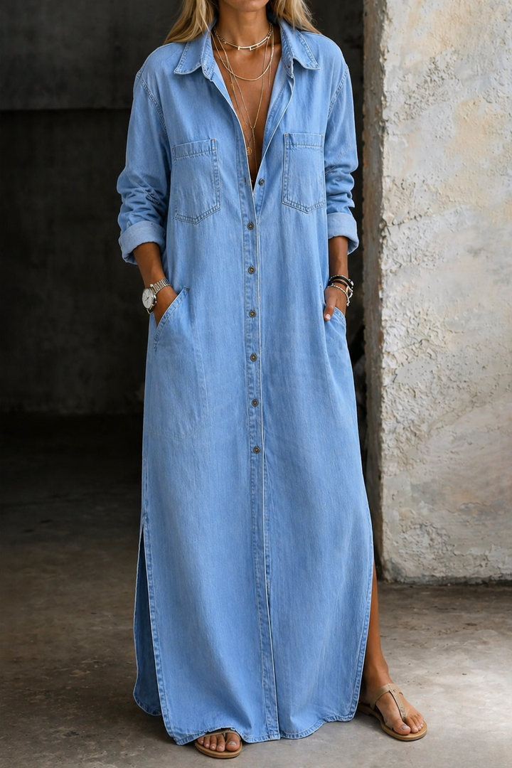 Noreli – Entspanntes Kleid mit Knopfleiste