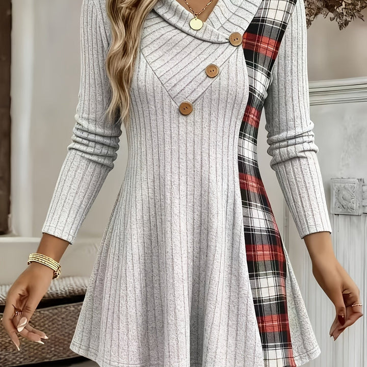 Tavina – Karo-Patchwork Strick-T-Shirt