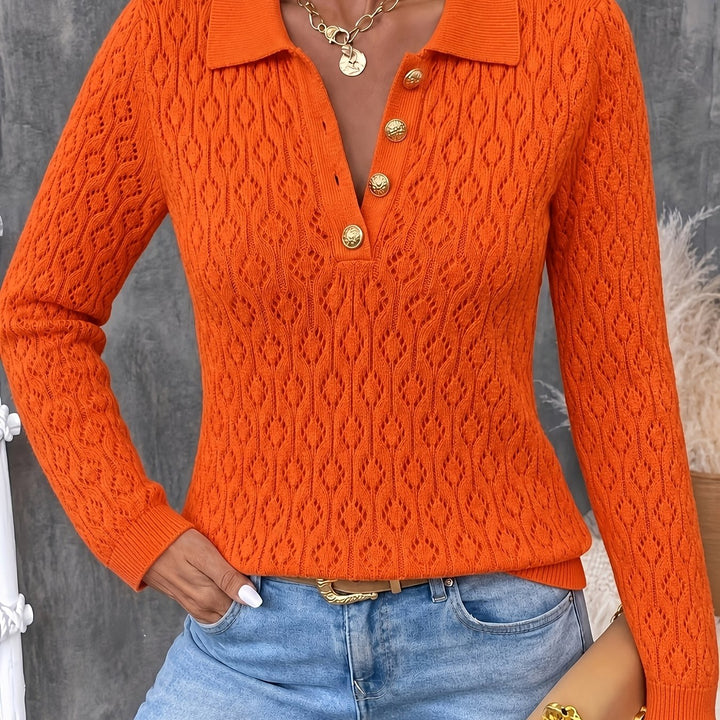 Avenya – offen gestrickter Polopullover