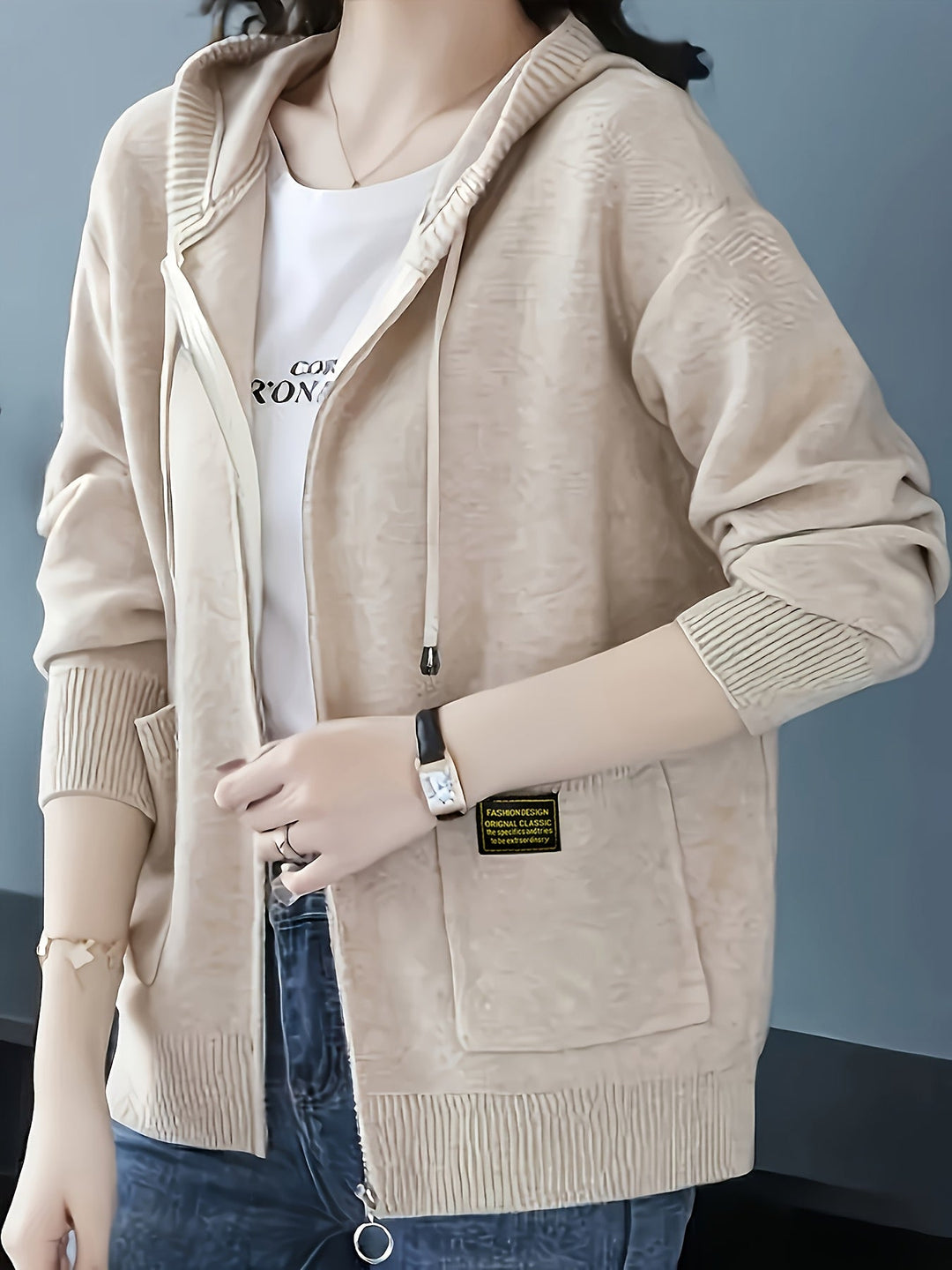 Rilena – Strickjacke mit Kordelzugkapuze aus Viskose