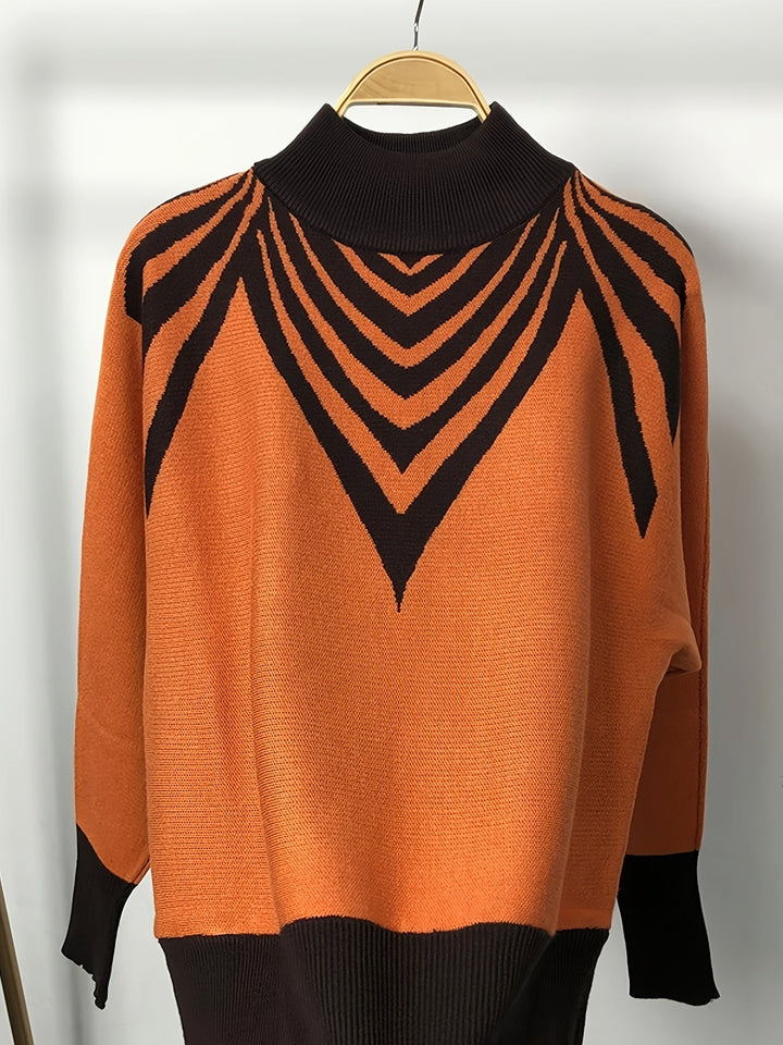Anevra – Jacquard-Strickpullover in Farbkombination