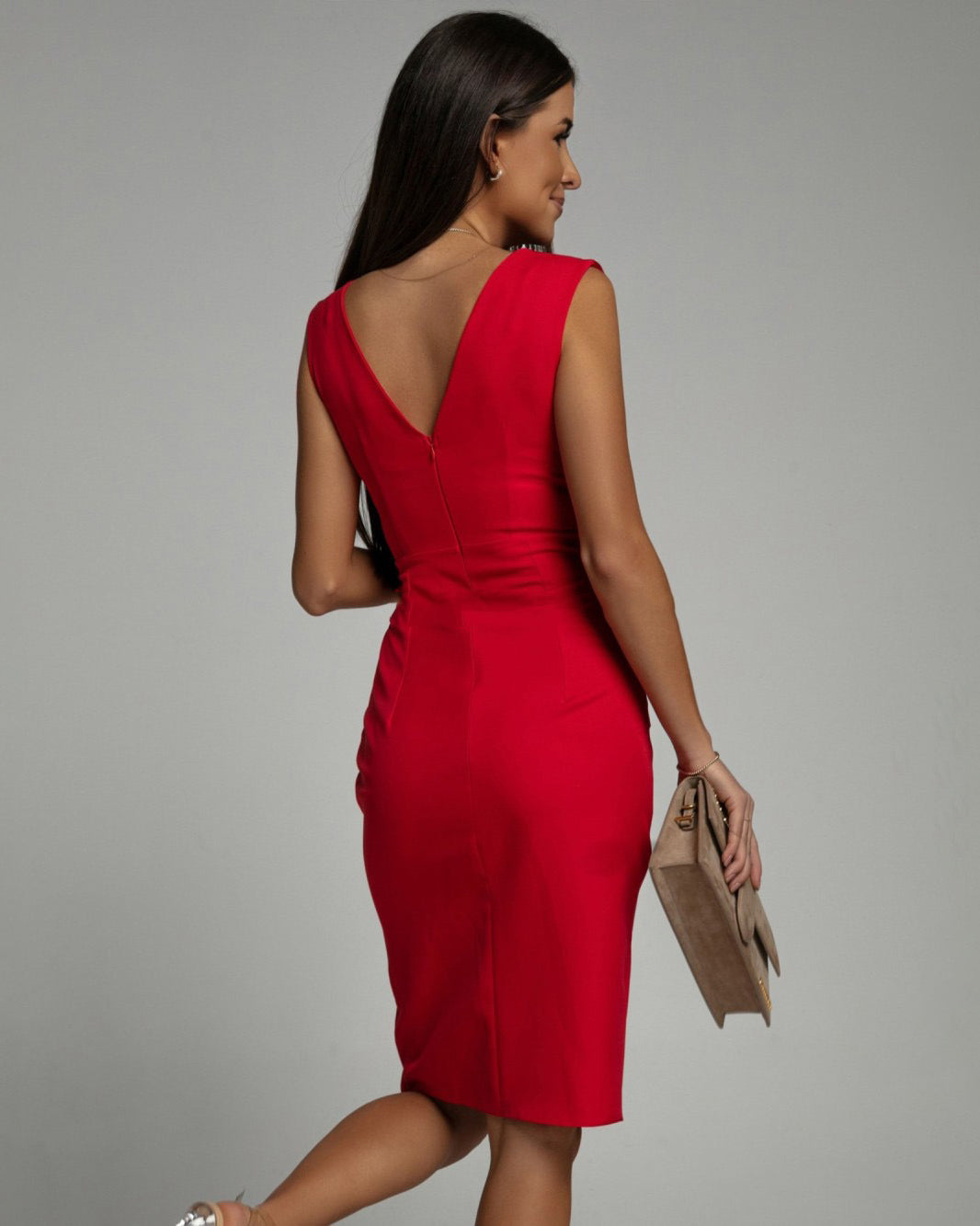 Soreli – drapiertes Stretchstrick-Midikleid
