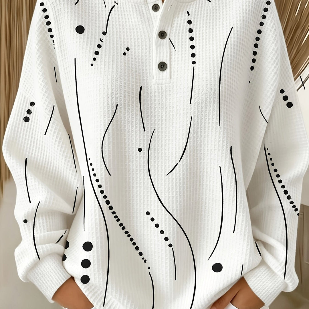 Calira – Gepunktetes Waffelstrick-Top