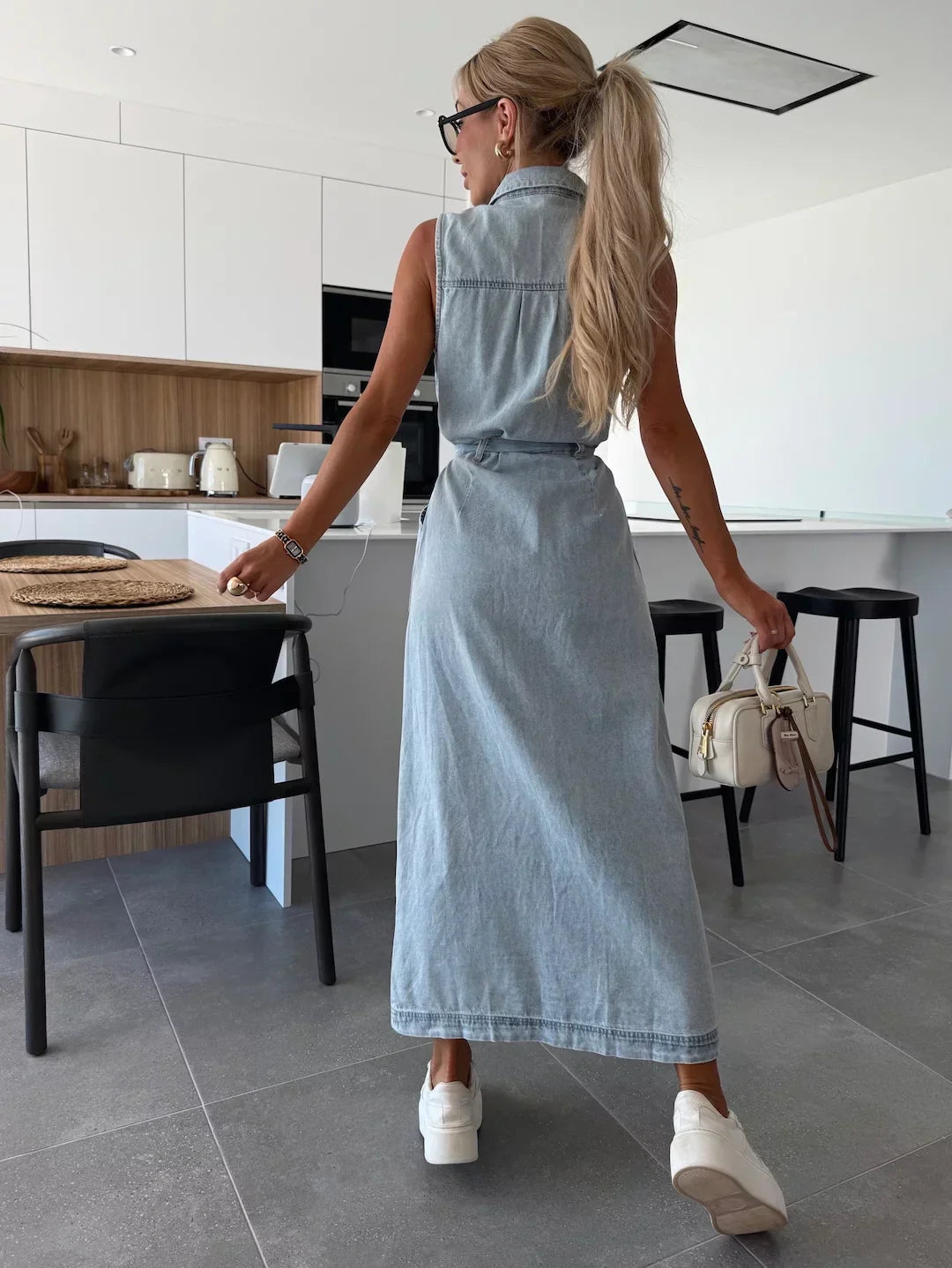 Lysena - Button-Front Denim Dress