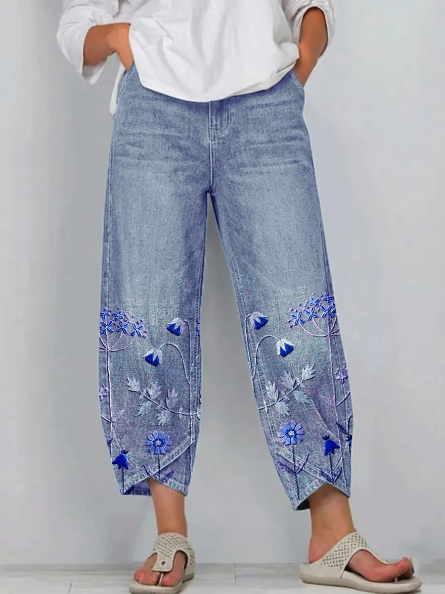 Anvera – bestickte Baumwollhose