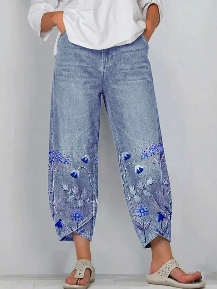 Anvera – bestickte Baumwollhose