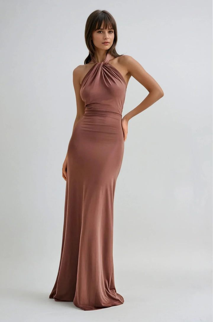 Sivela – Neckholder-Stretch-Maxikleid