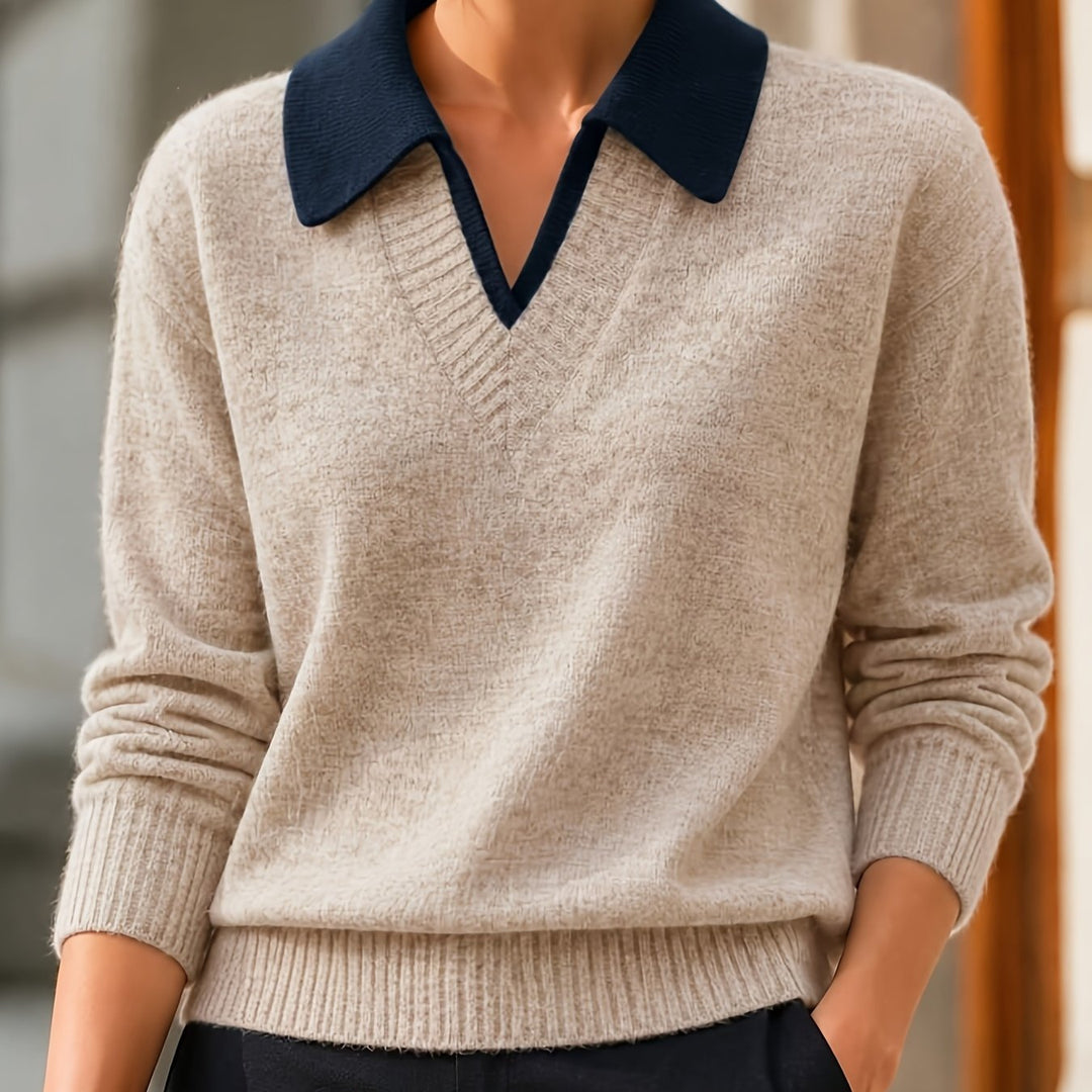Cirelle – Pullover mit doppeltem Kontrastkragen
