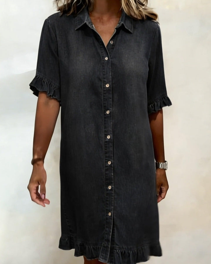 Kiraya – Denimkleid mit Rüschenärmeln