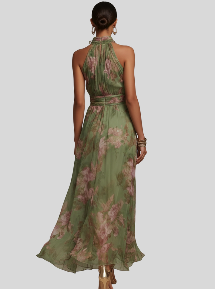 Halterneck Floral Print Maxi Dress