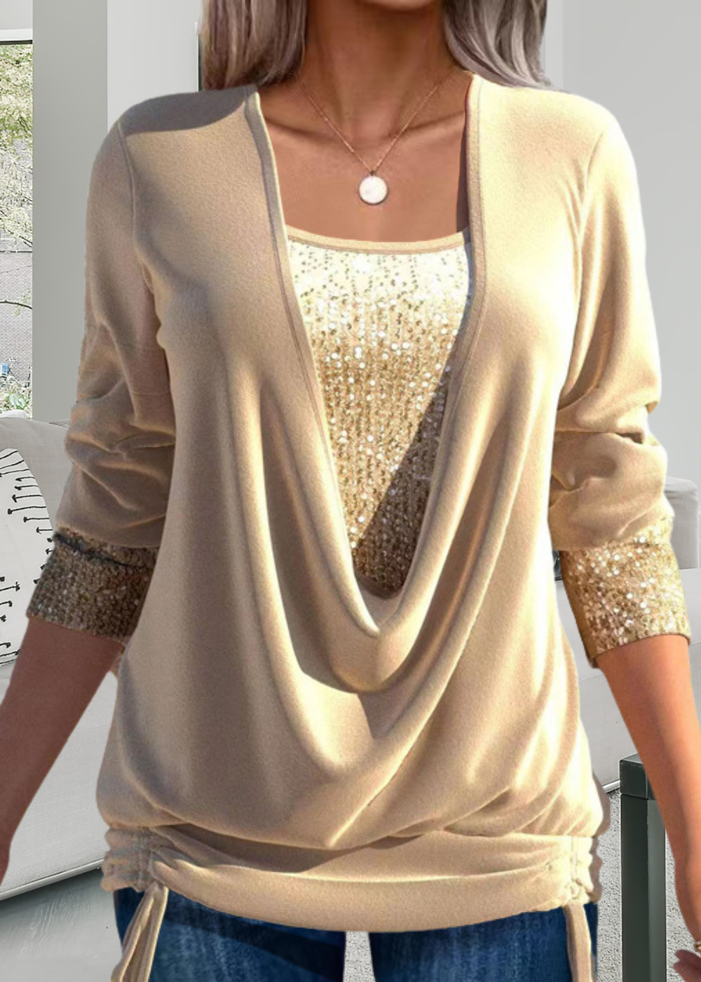 Rivena – Zweiteiliges Pailletten-Top-Set