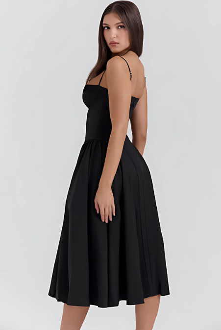 Mevara – Korsettstil-Oberteil Webstoff-Kleid