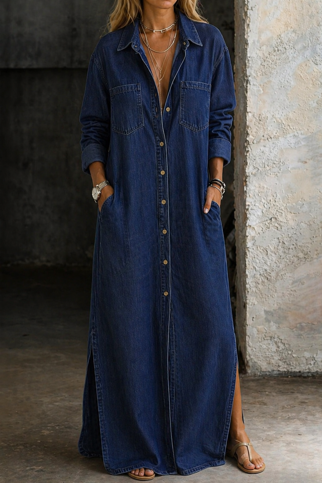 Noreli – Entspanntes Kleid mit Knopfleiste