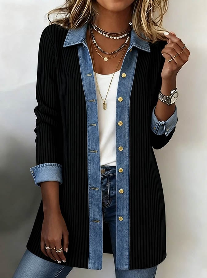 Kivara – gewebte Kontrast-Patchwork-Jacke