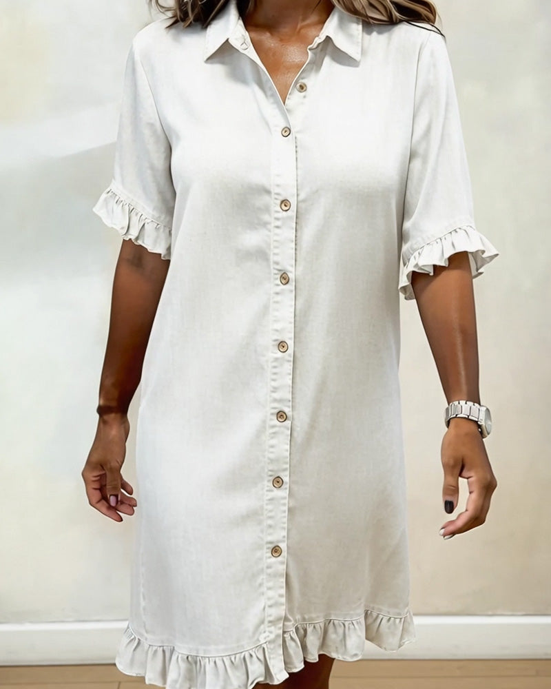 Kiraya – Denimkleid mit Rüschenärmeln