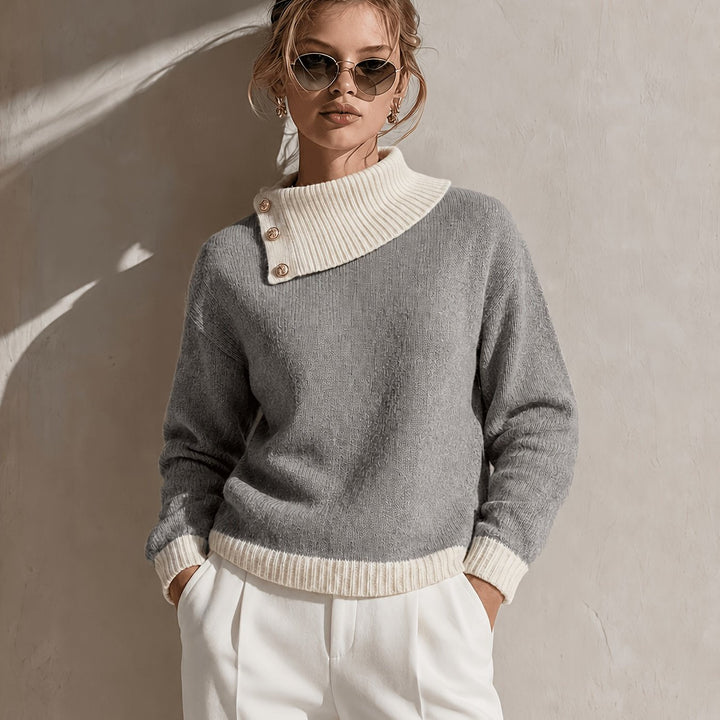 Calira – Asymmetrischer Halsausschnitt-Strickpullover