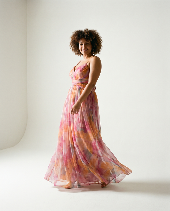 Empire-Waist Chiffon Maxi Dress