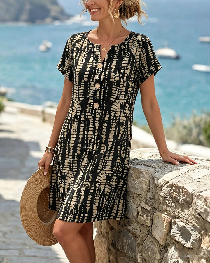 Mevara – Bedrucktes Kleid mit Knopfleiste