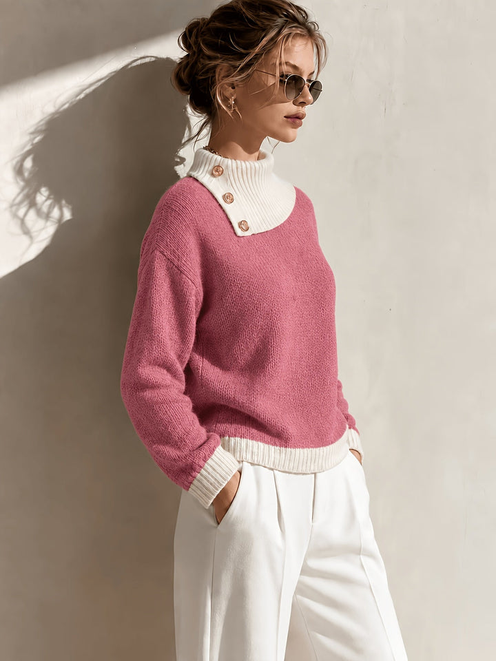 Calira – Asymmetrischer Halsausschnitt-Strickpullover
