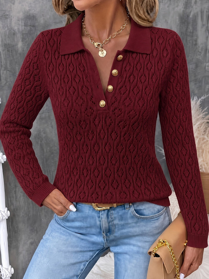 Avenya – offen gestrickter Polopullover