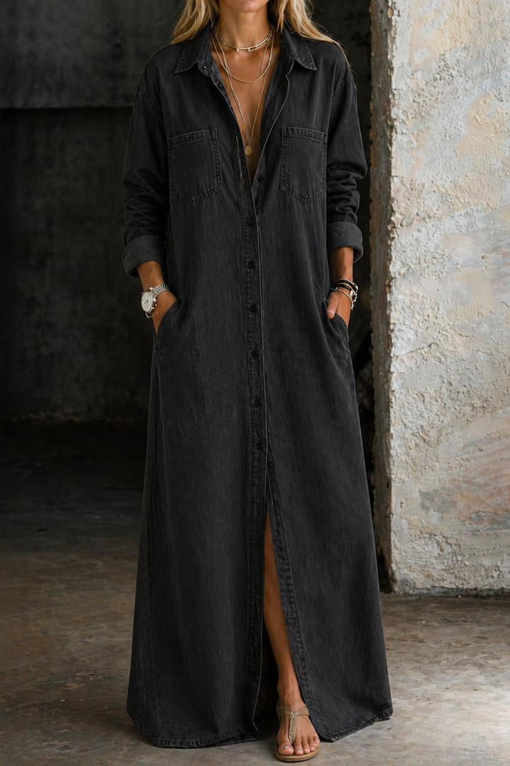 Noreli – Entspanntes Kleid mit Knopfleiste
