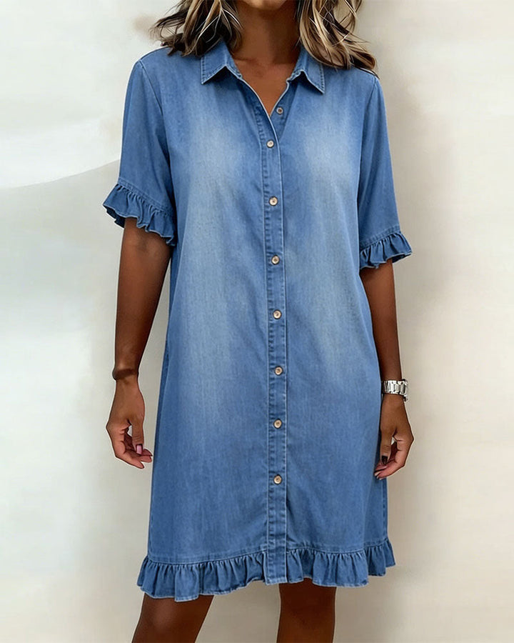 Kiraya – Denimkleid mit Rüschenärmeln