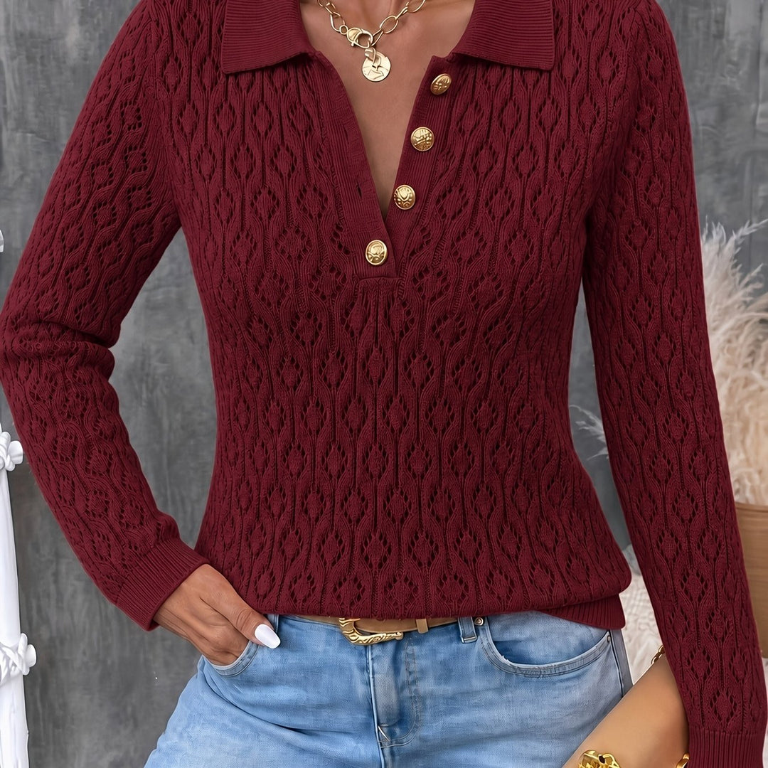 Avenya – offen gestrickter Polopullover