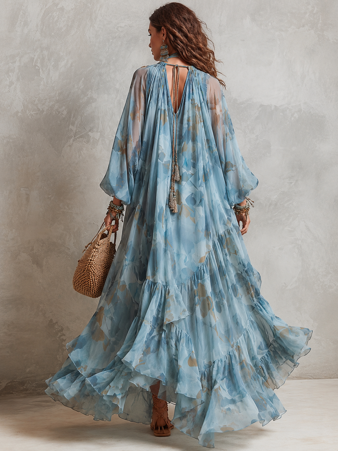 Avyra – Maxi-Langkleid aus Seidenmischung