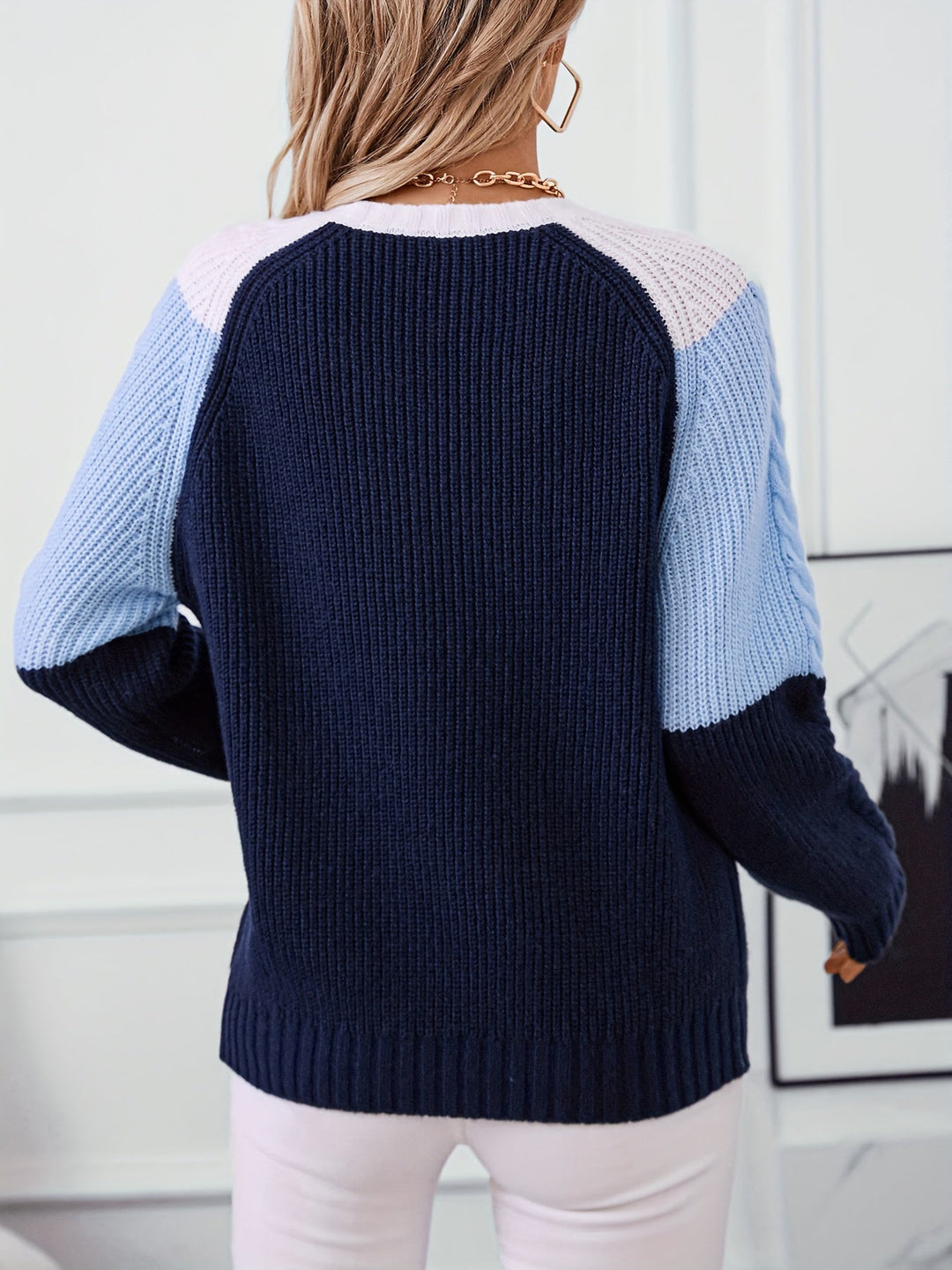 Kevara – Farbblock-Strickpullover