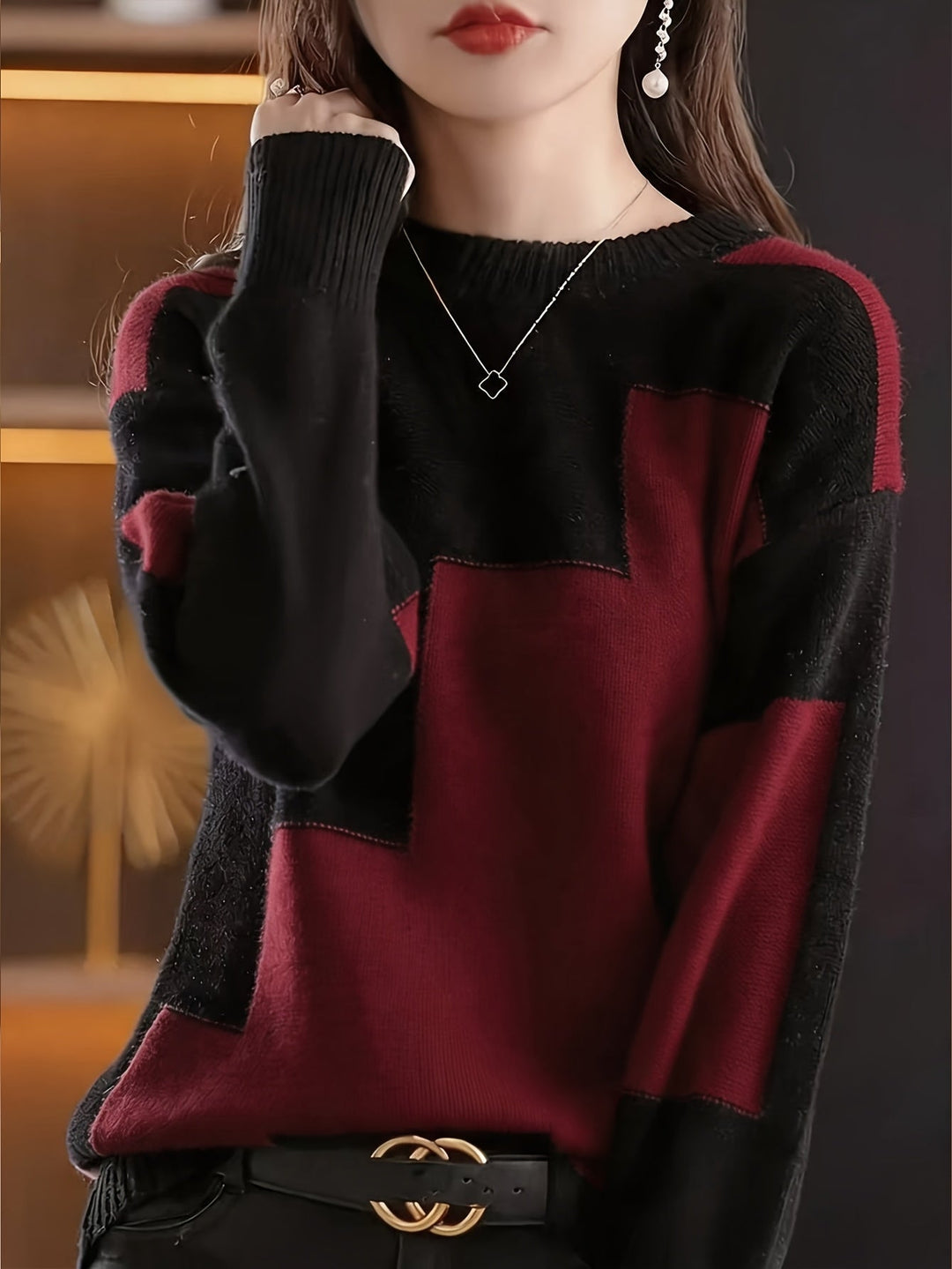 Novira – Farbblock-Strickpullover