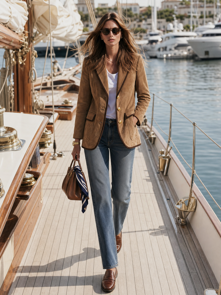 Relani – mit Kontrastbesatz, Kunstwildleder-Blazer