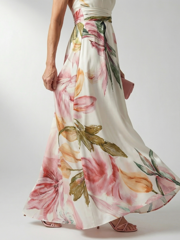 Mevara – Neckholder-Maxikleid mit Blumenmuster