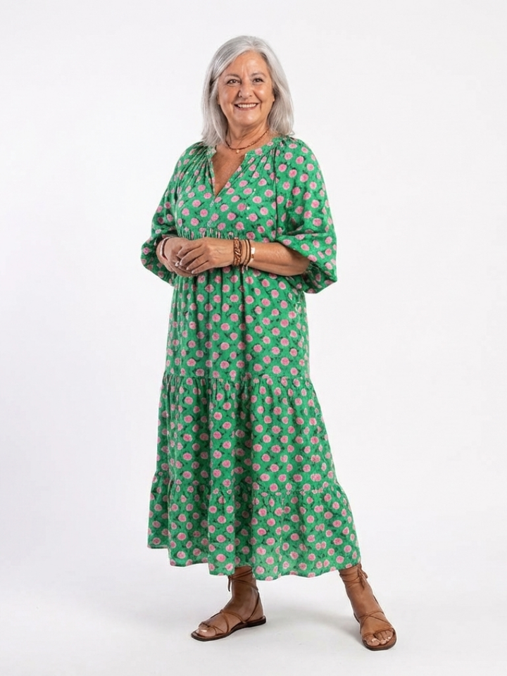 Kelora – Gestuftes Midikleid mit Blumenmuster