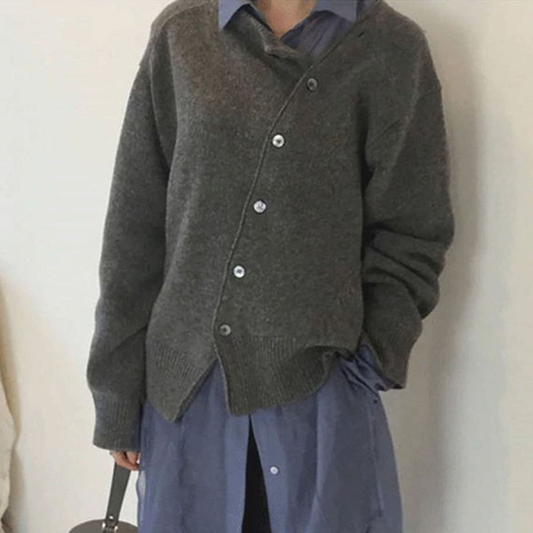 Naveya – Asymmetrisch geknöpfter Kaschmir-Mix-Pullover