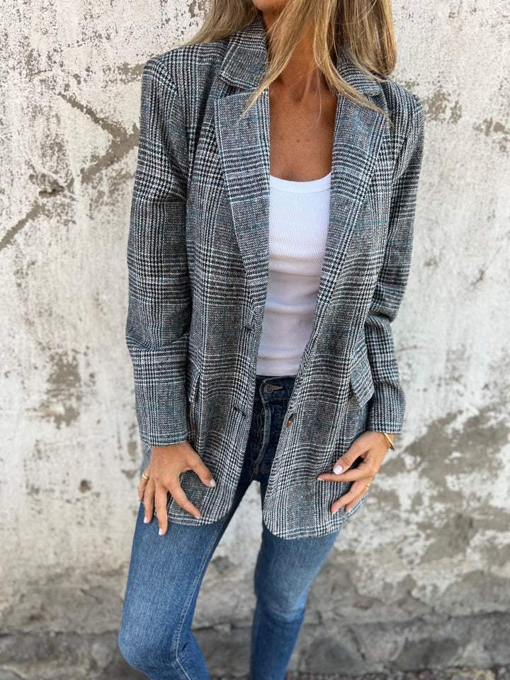 Vesara – Blazer mit fallendem Revers und Karomuster