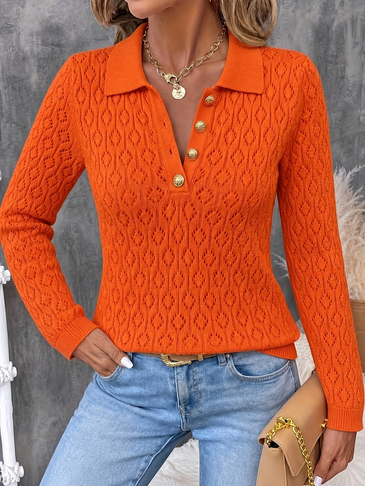 Avenya – offen gestrickter Polopullover