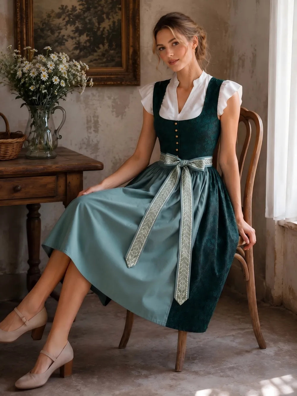 Navira – Kleid mit Bogenkante vorn aus Webstoff