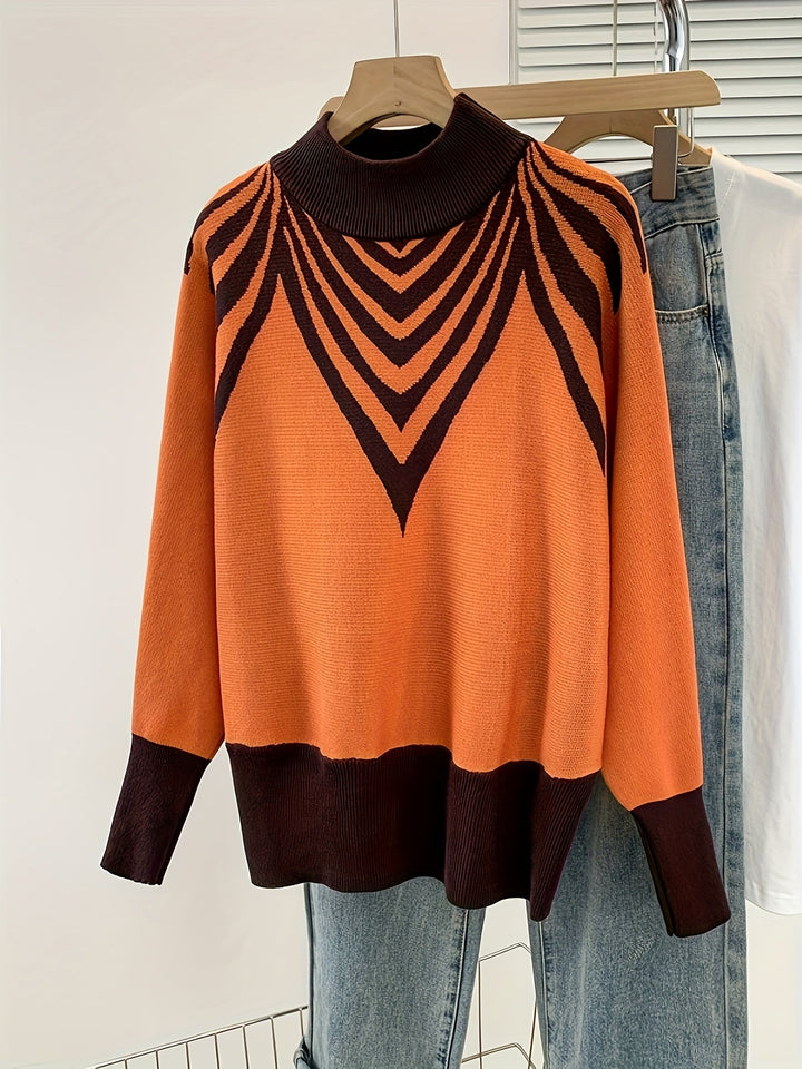 Anevra – Jacquard-Strickpullover in Farbkombination