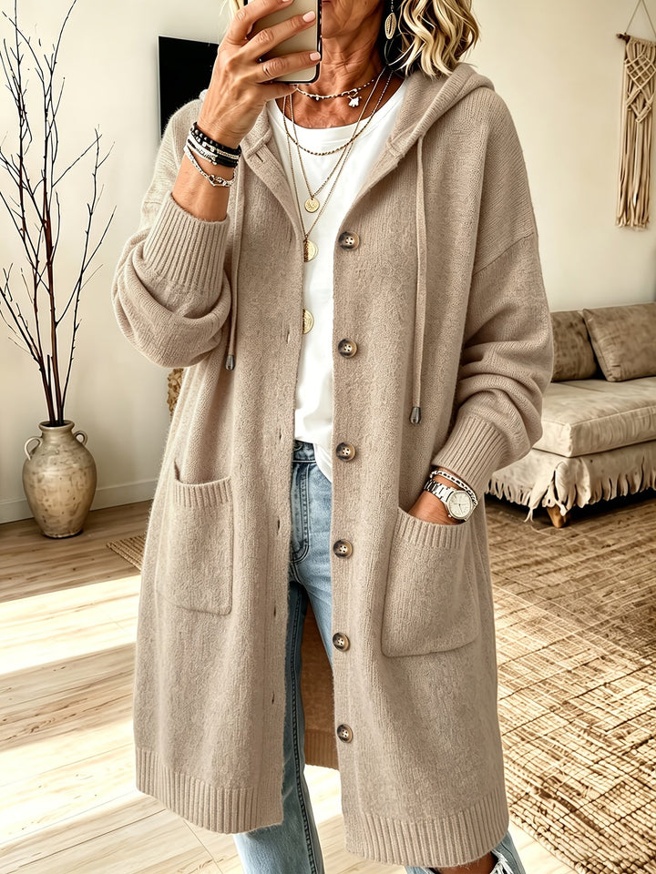 Nevora – Kapuzen-Viskose-Strickjacke