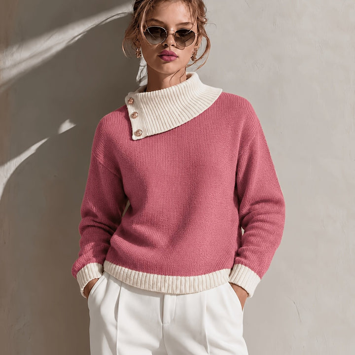 Calira – Asymmetrischer Halsausschnitt-Strickpullover