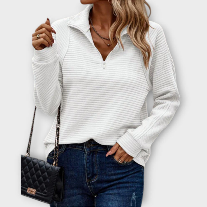Zareli – Polo-Kragen mit Reißverschluss Wollmischungs-Pullover